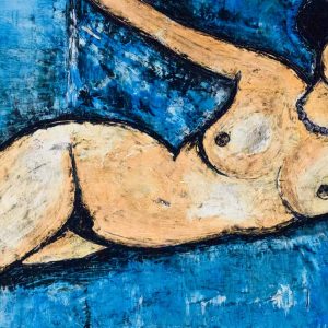 Nude on a blue bed