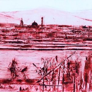 Florence landscape in red wax