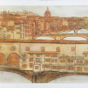 Old Bridge in orange from the top