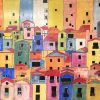 Cinque Terre. One of the highlights of Italy. Contemporary art. colorful italian city.