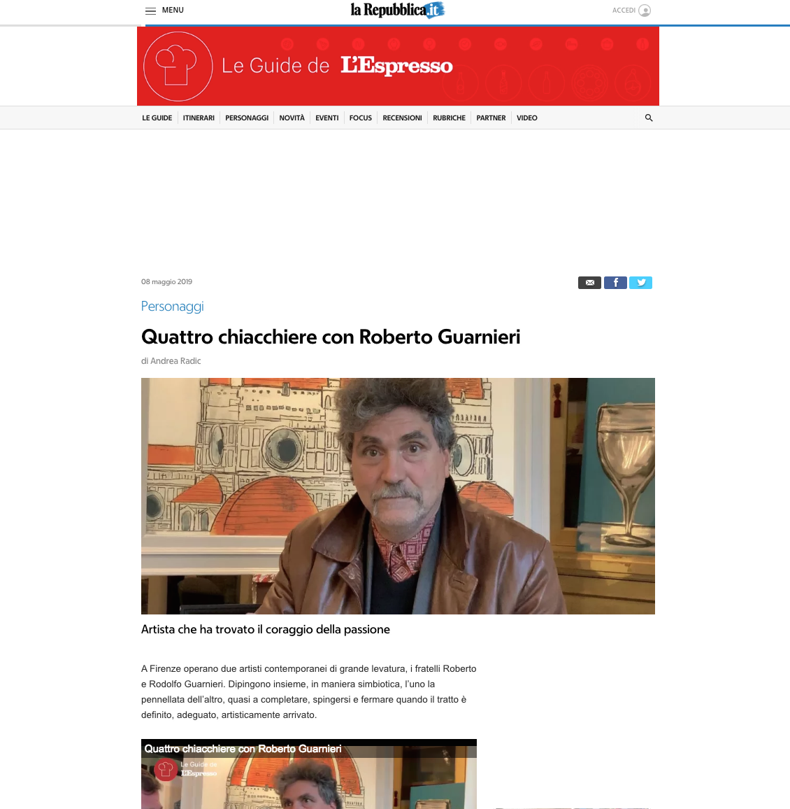 A chat with Roberto Guarnieri by Le Guide del’Espresso