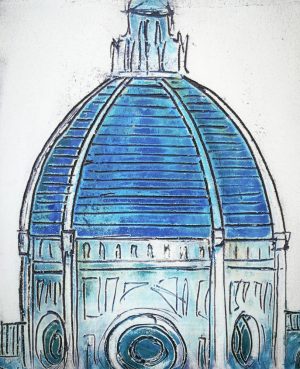 Firenze Dome in Blue, detail, contemporary quality art in Florence
