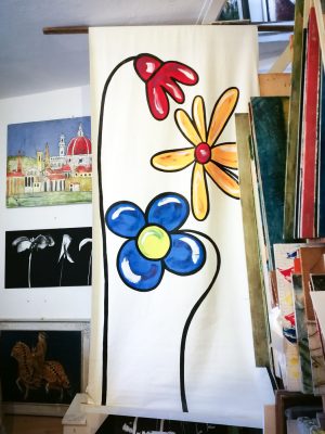 Flowers on canvas, Tuscany, Firenze