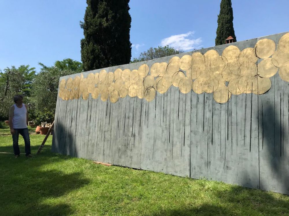 "Summer 2019 " Gold leaf plating & Pietra Serena Fresco Painting 14