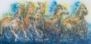 horses running painting, art gallery florence