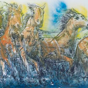 horses running painting, art gallery florence