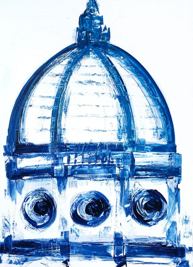 canvas duomo painting blue