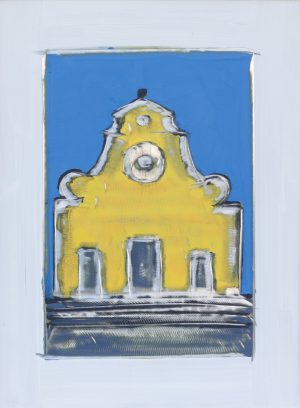 santo spirito blu e giallo graffito 60 x 80