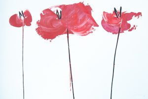 poppies red medium art for sale