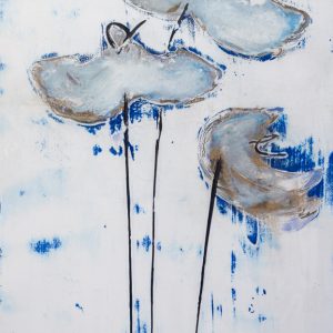 White Blue Poppies Vertical