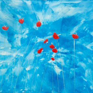 Red Poppies deep blue sky