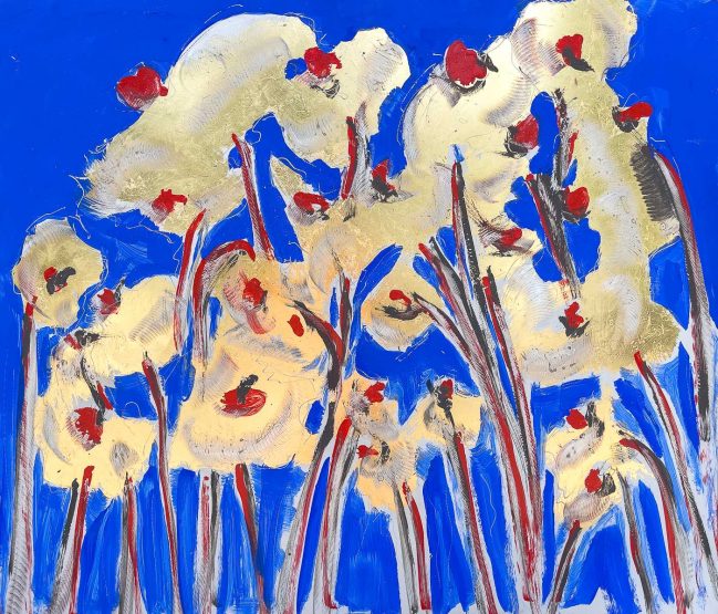 Poppies Gold and Blue 1