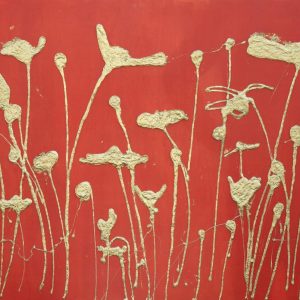 Poppies in gold relief