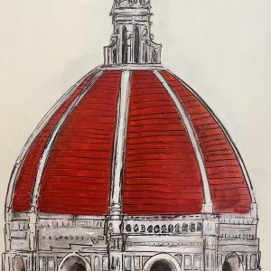 Red Dome in white