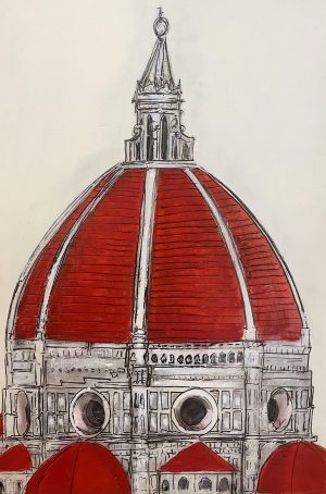 Red Dome in white
