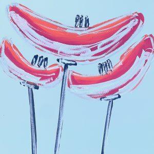 Red Poppies Gold Mirror