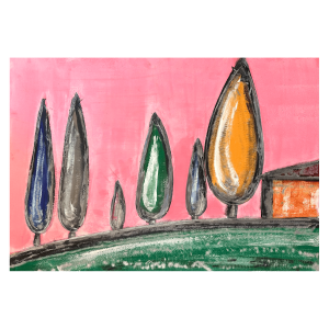 Tuscan Landscape in Pink