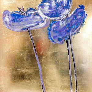 Violet Poppies on Gold