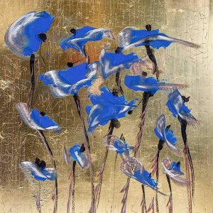 Blue Bouquet Poppies on Gold