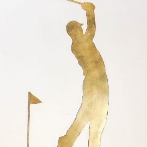 DA CARICARE - Golfer in gold 80 x 126 cm / 31, 49x 49,6