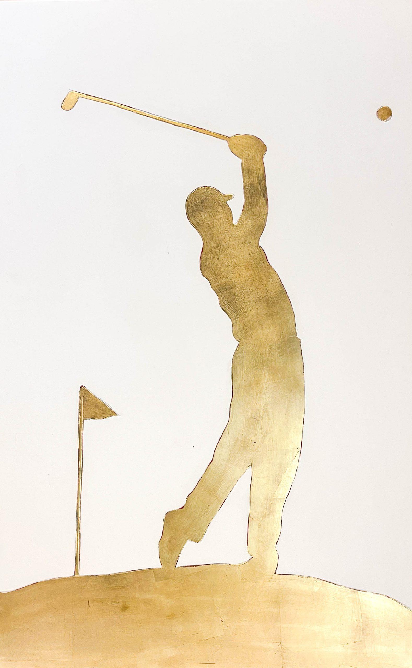 DA CARICARE - Golfer in gold 80 x 126 cm / 31, 49x 49,6