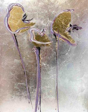 Golden Poppies on Silver Surface